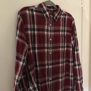 Mens red and blue plaid button down